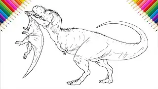 How to Draw Tyrannosaurus eating Parasaurolophus