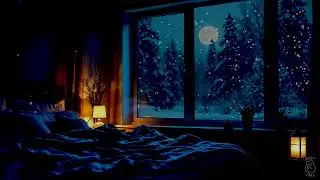Winter Storm Sleep | Cozy Bedroom with Soft Snow Falling | 10 Hours of Relaxing Winter Ambiance
