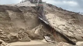 Villa Gesell. Así quedó la playa luego de la Fuerte Sudestada y crecida del mar. #villagesell