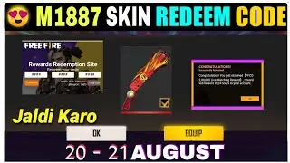Free Fire Redeem Code Today 20 August | M1887 Skin Redeem Code | FF Redeem Code Today