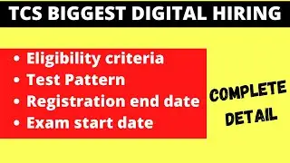 LATEST TCS BIGGEST DIGITAL AND NINJA HIRING | TCS DIGITAL HIRING 2023 BATCH | TCS NQT 2022,2023