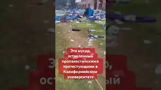 мусор, оставленный пропалестинскими протестующими в Калифорнийском университете
