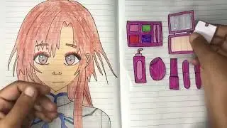 [💸Paper DIY💸] Asuna paper doll makeover tutorial 💄#asmr #viralvideos