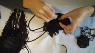 DIY Black Shoulder Pads with Pearls and Fringes