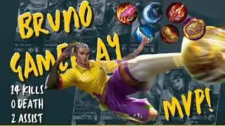 BRUNO GAMEPLAY | Emblem Set , Item Set & Spell | MID LANE | MANIAC! | Mobile Legends Bang Bang