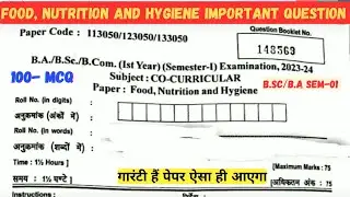 (Food ,Nutrition and Hygiene)B.sc/B.A 1 Semester  (Co- Curricular). @jeehunch