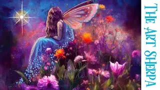 Fairy in Flowers Fantasy Art 🦋🌺🌟 How to paint acrylics for beginners: Paint Night at Home