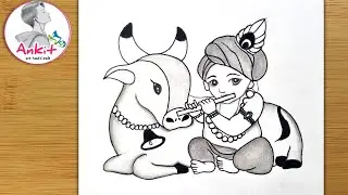 Krishna Drawing -Easy Step by step with Pencil | Krishna drawing pictures | Chitra | Pencil drawing