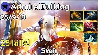 Support 25 kills! AdmiralBulldog plays Sven!!! Ward spots shown! Dota 2 7.22