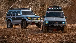 RC Off Road Adventure Mitsubishi TRX4 Pajero vs Jeep SCX10 II XJ CheroKee