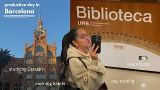 productive day 🕯 studying in the library, starting a new course, healthy morning habits