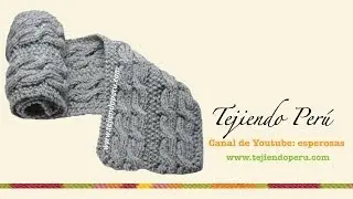 Men's reversible braided scarf, knitted on two needles or sticks