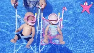Bruno y Abril Baby Born les enseño a nadar estrenamos muchos juguetes de agua nuevos