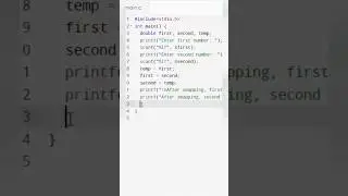 c program to swap two numbers #shorts #coding#code #tutorial