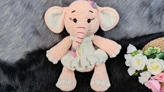 Слоник из плюшевой пряжи|Слоник амигуруми крючком