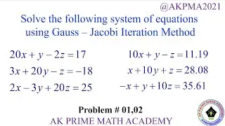 Solving system of linear equations using Gauss - Jacobi Iteration method #iterativemethod #matrices