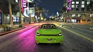 Enjoy Porsche Driving  - Night Storm 4K GTA V