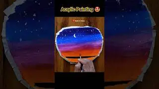 Easy Acrylic Painting 🤩🤩 / Moonlight Scenery Drawing / #shorts #art