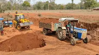 Jcb 3dx Eco Backhoe Machine Loading Red Mud In Mahindra In Swaraj Tractor | Jcb and Tractor Cartoon
