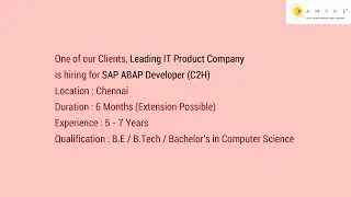 SAP ABAP Developer | SAP ABAP | SAP ABAP Developer Jobs | SAP Jobs | SAP ABAP Jobs