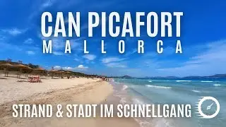 Mallorca Can Picafort 🌴🌞 Beach and city walk in high speed (150 s)