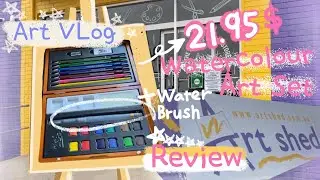 Art Vlog/*Cheap* Art Supplies Review Mont Marte Watercolour Set/How to use water brush/멜버른 화방/물붓 사용법