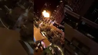 FPV Drone flying around fireballs