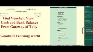 Tally TDL for Find voucher, View Cash and bank Balance from Gateway of Tally with Button