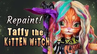 Making Taffy the Kitten Witch for Halloween || Hujoo Freya BJD || Custom Doll #Repaint