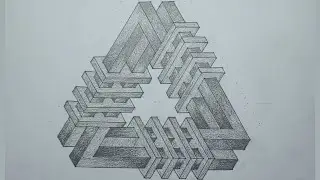 How to draw Optical Illusion | How to draw the Impossible Triangle pattern | How To & Geometry #19