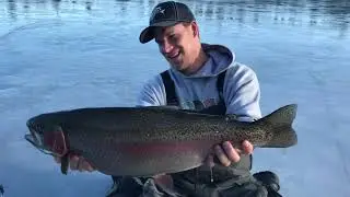 TOP 3 BIGGEST RAINBOW TROUT CAUGHT WHILE ICE FISHING! - (compilation)