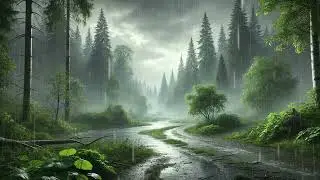 Steady rain for 3 hours with a rainy forest