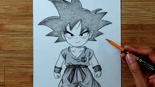 How to Draw Goku Boy | Simple Anime Drawing #698 | Cong Dan Art