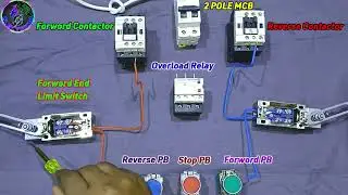 reverse forward motor control with Limit Switch|Holding Circuit 