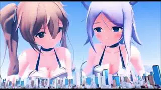 Giantess 2 Girls growing in city | added sound