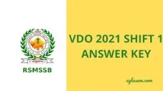 28 December VDO ANSWER KEY 2021 Gramsevak Paper answer key