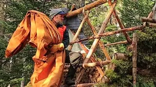 Wilderness Shelter Build taking Shape - A-frame Re-enforced for Winter!