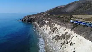 Drone chasing Amtrak California Coast