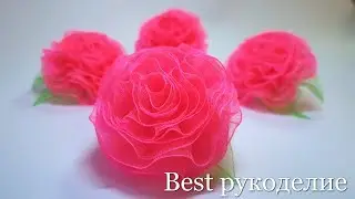 Organza flowers / 2 ways / master class / elastic bands with flowers.