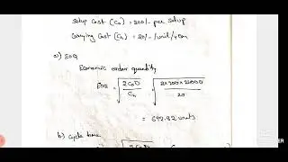 II Economic order quantity II Cycle time II Numerical Problems II PPC II