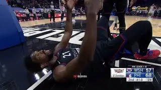 Joel Embiid leaving the announcers speechless with that celebration😃
