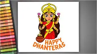 Drawing for diwali - dhanteras drawing | How to draw Goddess lakshmi
