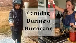 Canning tomatoes, fig jam, and drying elderberries while waiting for the hurricane to pass