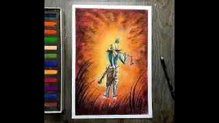 Easy and Beautiful Krishna Drawing With Soft Pastels | Beautiful Krishna Drawing Step By Step