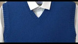 Finishing the neckline and armholes of a vest on a knitting machine
