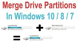 Merge two drive partitions into one partition in windows (10/8/7) without data loss