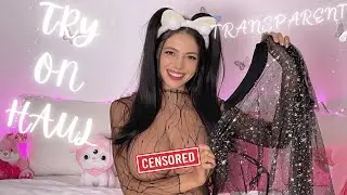 [4K] Transparent Black Top 🖤 Try On Haul with Eva
