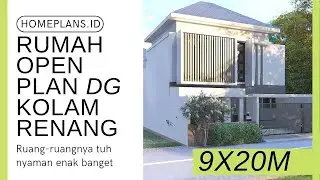 DESAIN RUMAH TROPIS OPEN PLAN Efektif dan Nyaman Lahan 9x20m [kode 249]