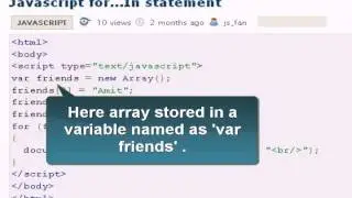 Javascript Tutorial : Javascript for...In statement