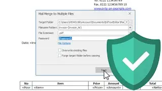Mail merge into multiple PDF files and encrypt each PDF document with an individual password
